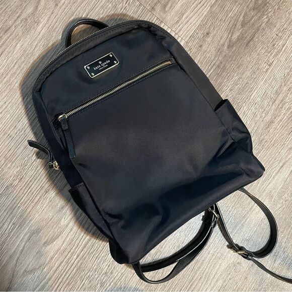 KATE SPADE Hilo Blake Avenue Nylon & Leather Black Backpack - Picture 1 of 15